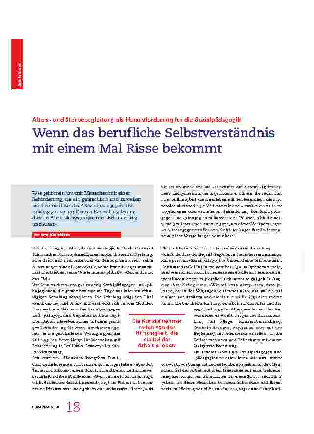 Vorschauseite 1: Altersund Sterbebegleitung als Herausforderung für die Sozialpädagogik. Wenn das berufliche Selbstverständnis mit einem Mal Risse bekommt.