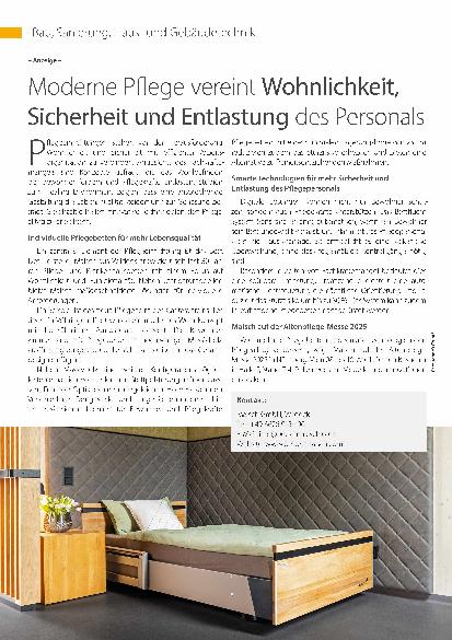 Vorschauseite 1: Moderne Pflege vereint Wohnlichkeit, Sicherheit und Entlastung des Personals