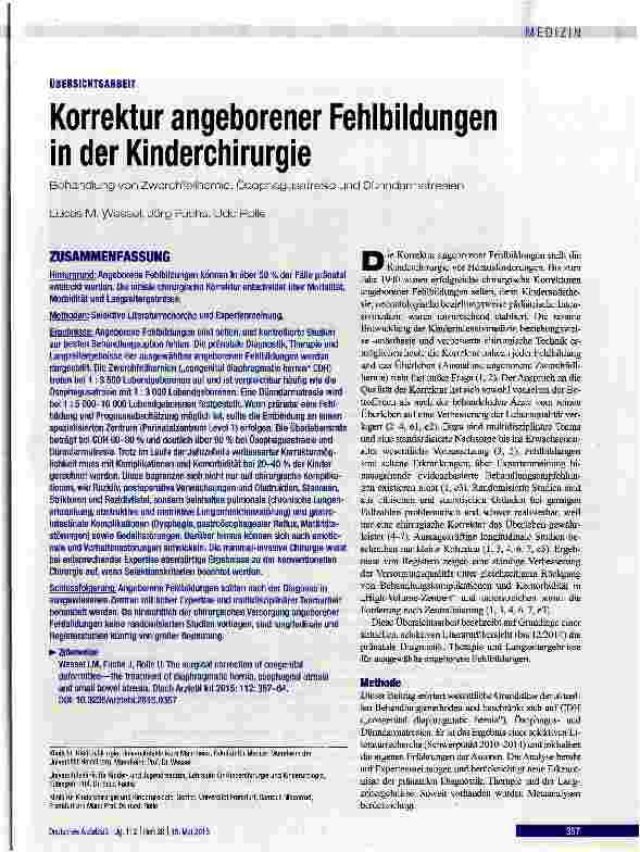 Vorschauseite 1: Korrektur angeborener Fehlbildungen in der Kinderchirurgie