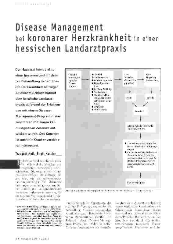 Vorschauseite 1: Disease Management bei koronarer Herzkrankheit in einer hessischen Landarztpraxis