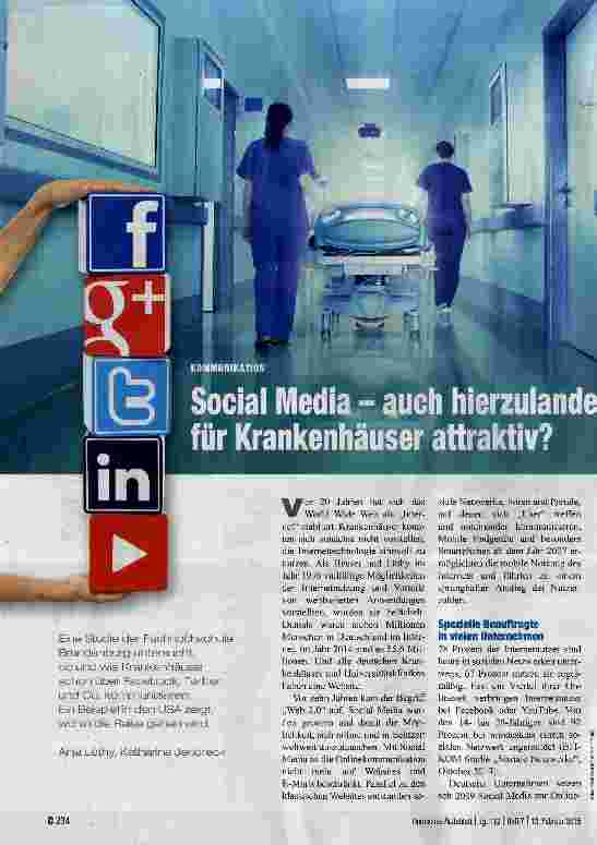 Vorschauseite 1: Social Mediaauch hierzulande für Krankenhäuser attraktiv?