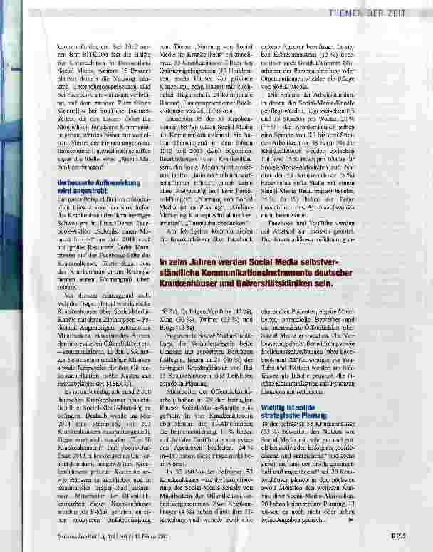 Vorschauseite 2: Social Mediaauch hierzulande für Krankenhäuser attraktiv?
