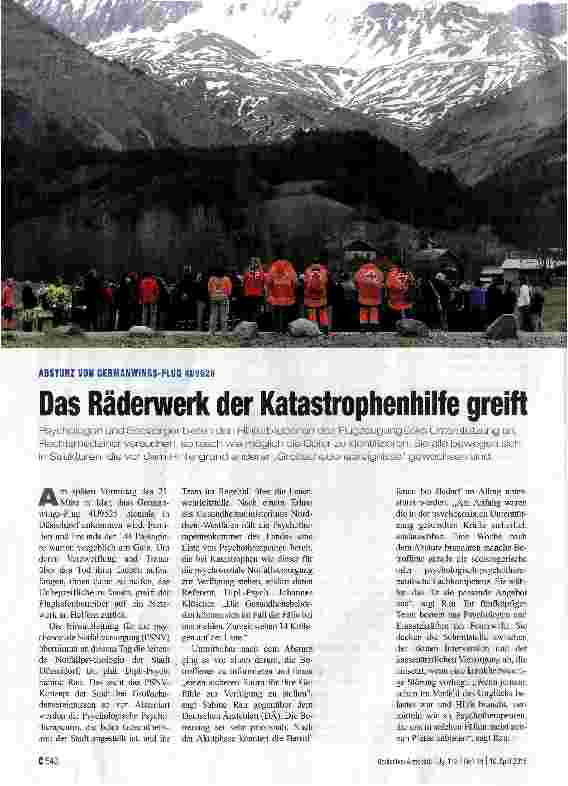 Vorschauseite 1: Das Räderwerk der Katastrophenhilfe greift