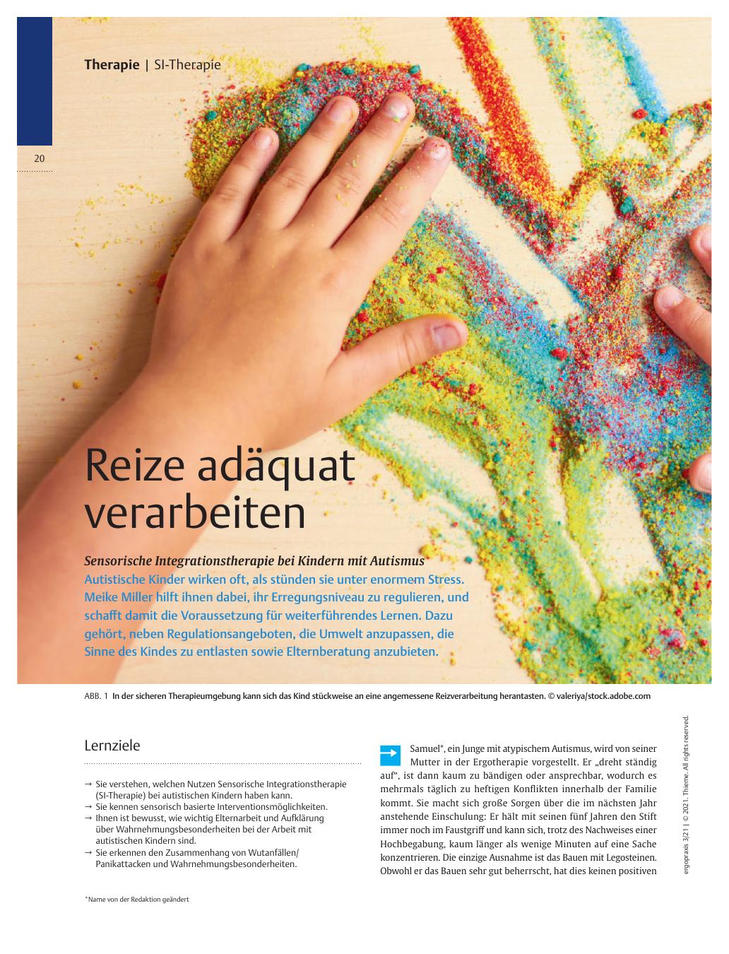 Vorschauseite 1: Reize adäquat verarbeiten? Sensorische Integrationstherapie bei Kindern mit Autismus