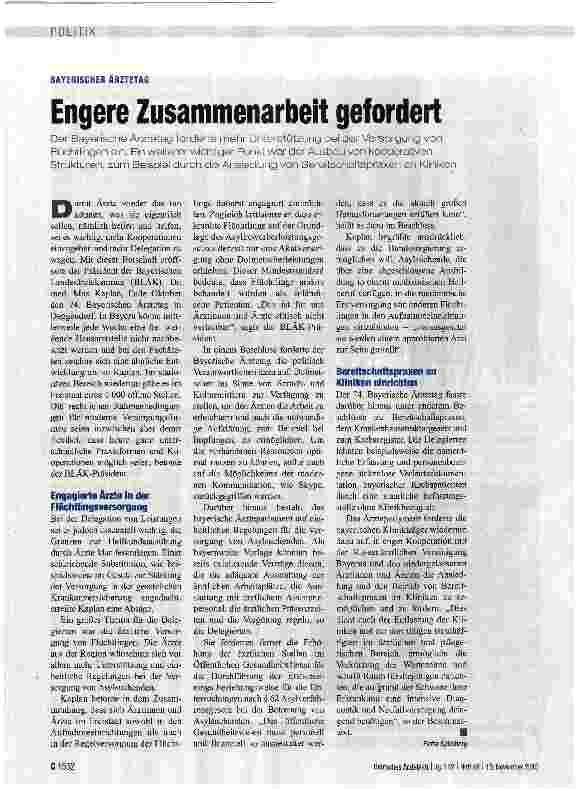 Vorschauseite 1: Engere Zusammenarbeit gefordert