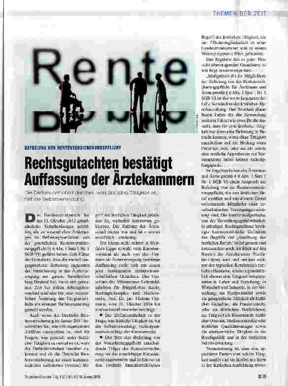 Vorschauseite 1: Rechtsgutachten bestätigt Auffassung der Ärztekammern