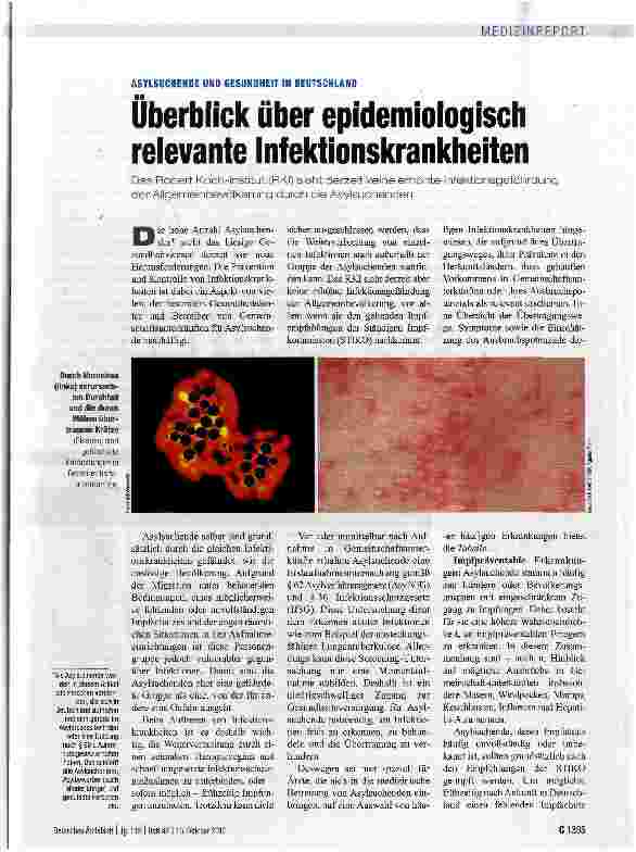 Vorschauseite 1: Überblick über epidemiologisch relevante Infektionskrankheiten