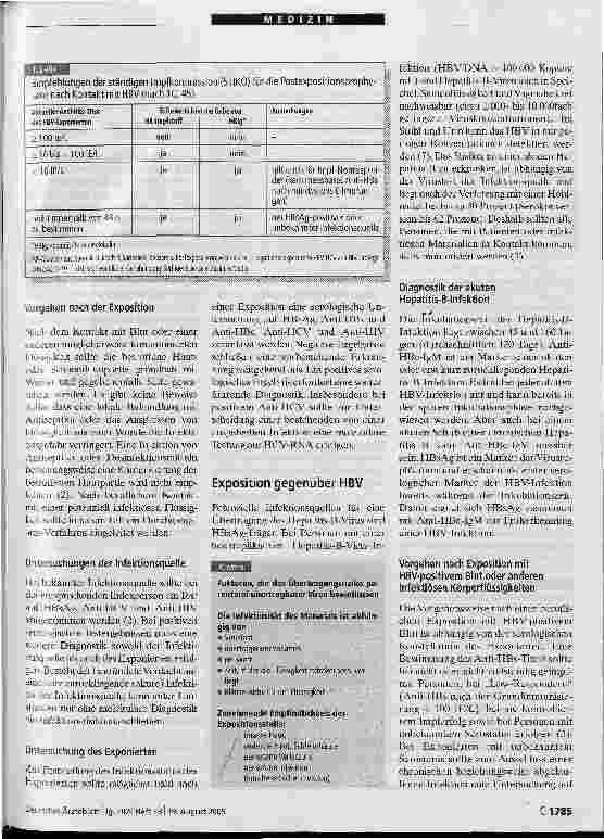 Vorschauseite 2: Prophylaxe gegenüber HBV, HCV und HIV nach beruflicher Exposition