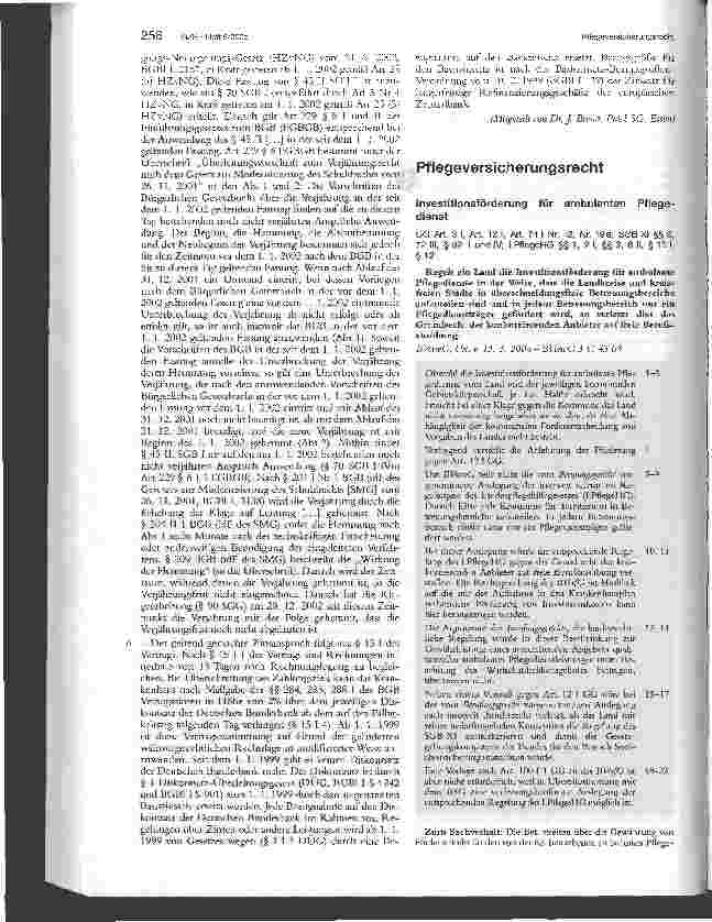 Vorschauseite 1: PflegeversicherungsrechtInvestitionsförderung für ambulanten Pflegedienst