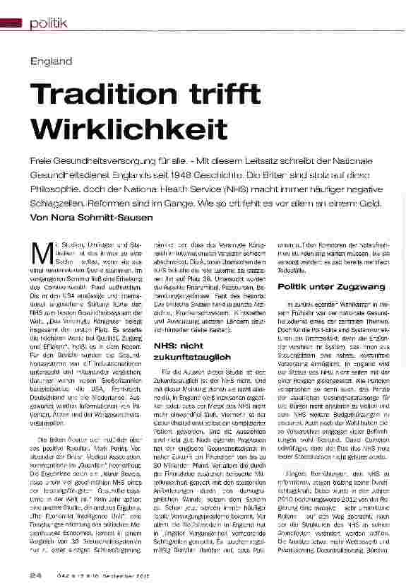 Vorschauseite 1: Tradition trifft Wirklichkeit