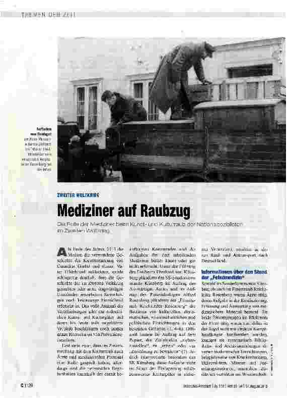 Vorschauseite 1: ZWEITER WELTKRIEGMediziner auf Raubzug