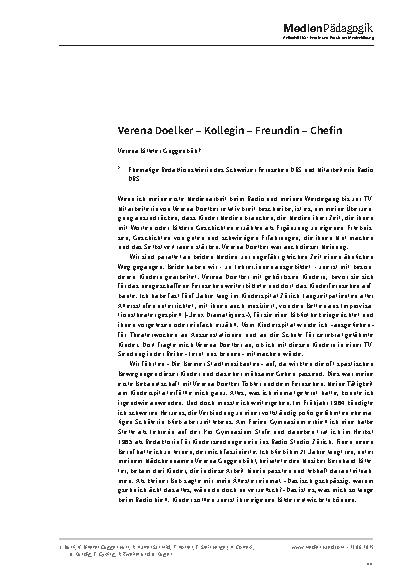 Vorschauseite 1: Verena Doelker – Kollegin – Freundin – Chefin