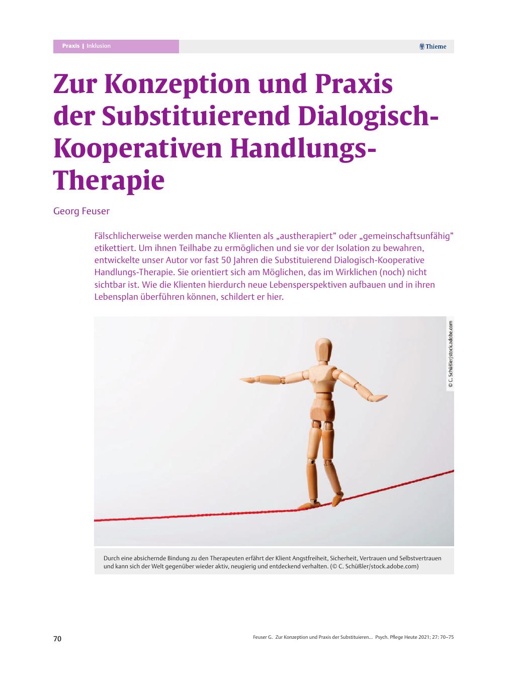 Vorschauseite 1: Zur Konzeption und Praxis der Substituierend Dialogisch-Kooperativen Handlungs-Therapie