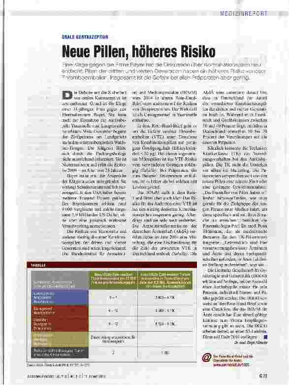 Vorschauseite 1: Neue Pillen, höheres Risiko