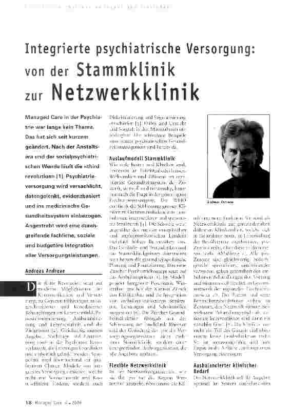 Vorschauseite 1: Integrierte psychiatrische Versorgung: von der Stammklinik zur Netzwerkklinik