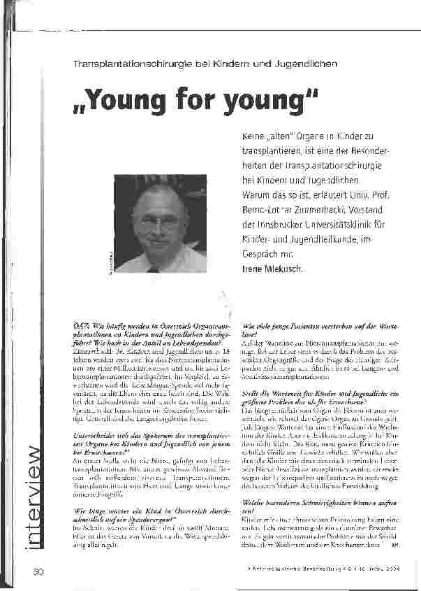 Vorschauseite 1: Transplantationschirurgie bei Kindern und JugendlichenYoung for young