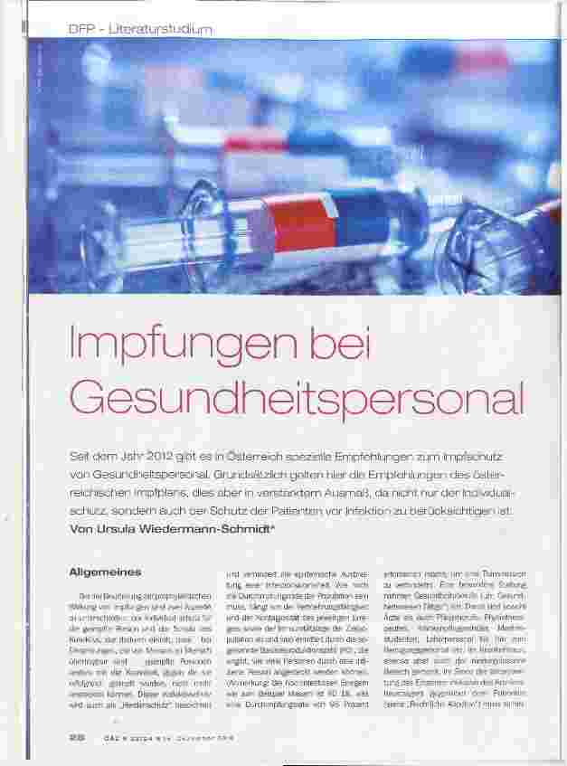 Vorschauseite 1: Impfungen bei Gesundheitspersonal