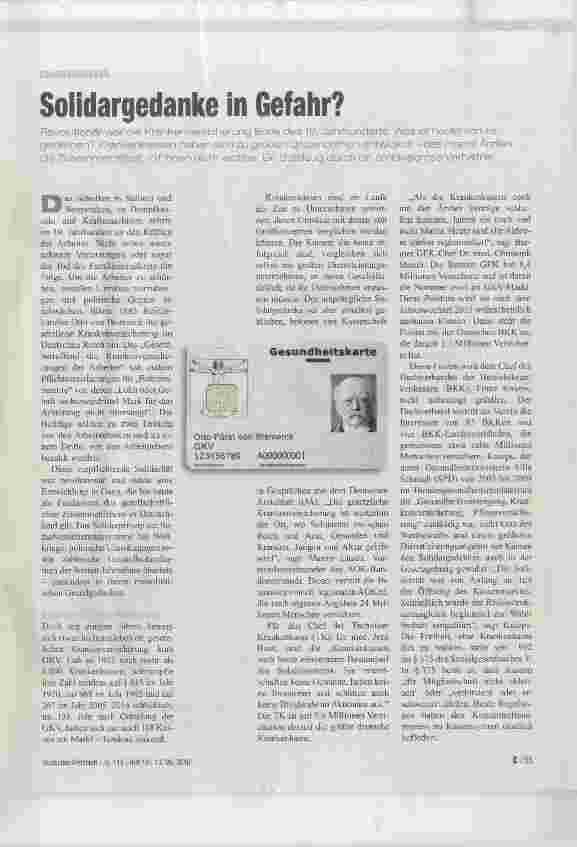 Vorschauseite 1: Solidargedanke in Gefahr?