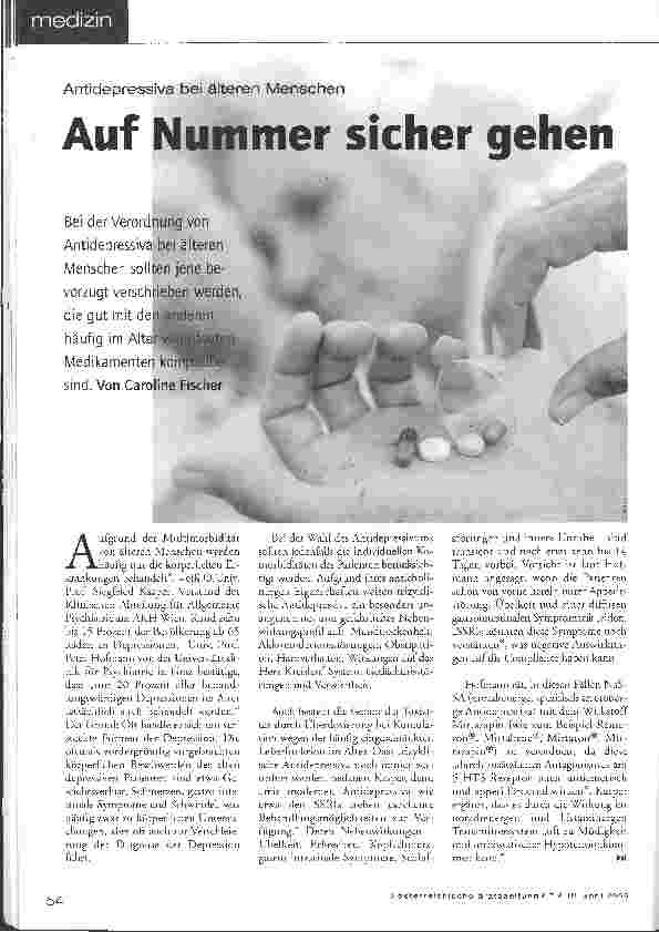 Vorschauseite 1: Antidepressiva bei älteren Menschen - Auf Nummer sicher gehen