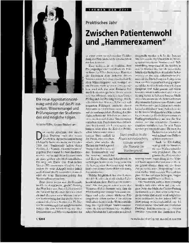 Vorschauseite 1: Praktisches JahrZwischen Patientenwohl und Hammerexamen