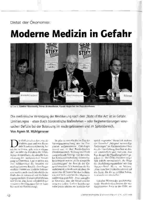 Vorschauseite 1: Moderne Medizin in Gefahr