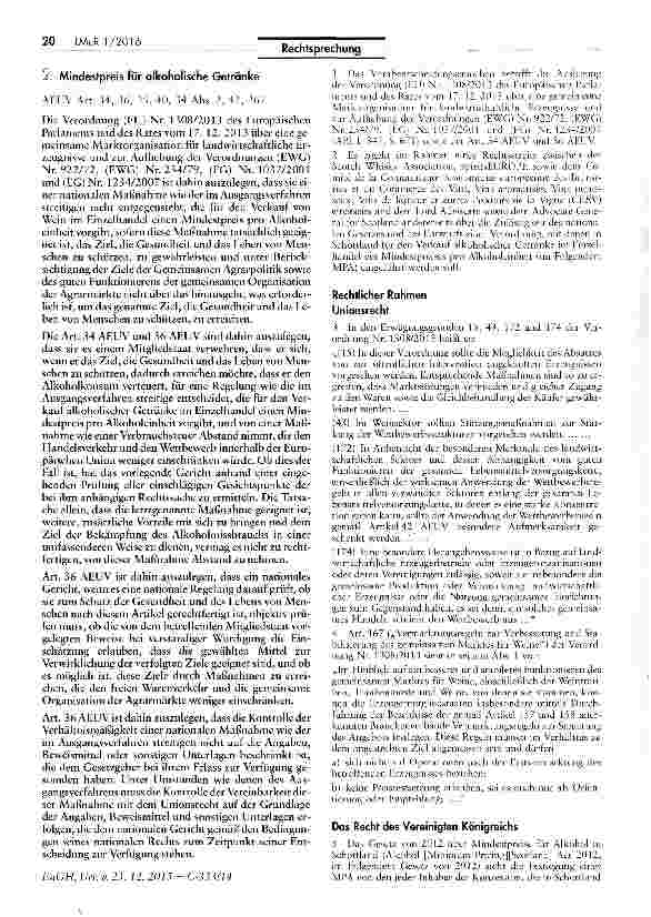 Vorschauseite 1: Mindestpreis für alkoholische Getränke
