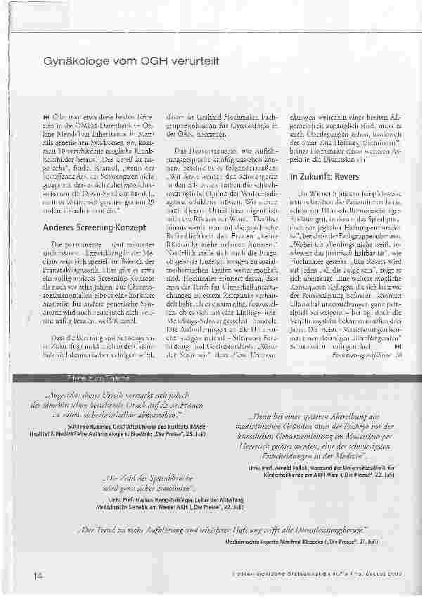 Vorschauseite 3: Gynäkologe vom OGH verurteilt - Kind als Schaden?