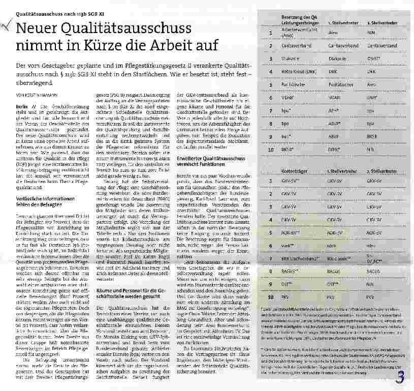 Vorschauseite 1: Oualitätsausschuss nach 113b SGB XI Neuer Oualitätsausschuss nimmt in Kürze die Arbeit auf