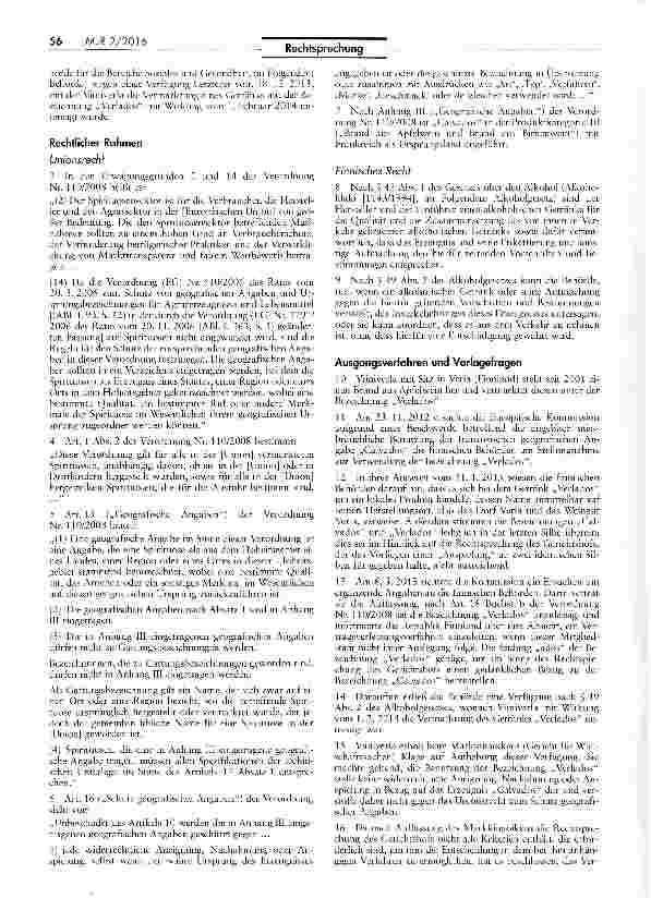 Vorschauseite 2: Schutzfähigkeit geografischer Angaben für Spirituosen