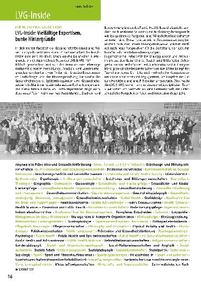 Vorschauseite 1: LVG-Inside: Vielfältige Expertisen, bunte Hintergründe