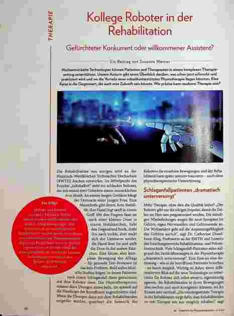 Vorschauseite 1: Kollege Roboter in der Rehabilitation: Gefürchteter Konkurrent oder willkommener Assistent?