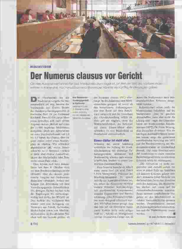 Vorschauseite 1: Der Numerus clausus vor Gericht