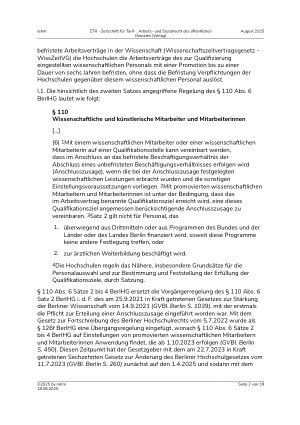 Vorschauseite 2: Verfassungswidrigkeit der „Anschlusszusage“ für auf Qualifizierungsstellen befristet beschäftigte wissenschaftliche Mitarbeiter nach dem Berliner Hochschulgesetz