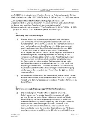 Vorschauseite 3: Verfassungswidrigkeit der „Anschlusszusage“ für auf Qualifizierungsstellen befristet beschäftigte wissenschaftliche Mitarbeiter nach dem Berliner Hochschulgesetz