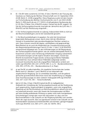 Vorschauseite 5: Verfassungswidrigkeit der „Anschlusszusage“ für auf Qualifizierungsstellen befristet beschäftigte wissenschaftliche Mitarbeiter nach dem Berliner Hochschulgesetz