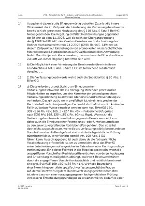 Vorschauseite 6: Verfassungswidrigkeit der „Anschlusszusage“ für auf Qualifizierungsstellen befristet beschäftigte wissenschaftliche Mitarbeiter nach dem Berliner Hochschulgesetz