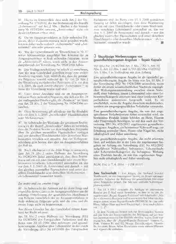 Vorschauseite 3: Anwendbarkeit der Health-Claims-VO auf Pipettenfläschchen RESCUE-Produkte