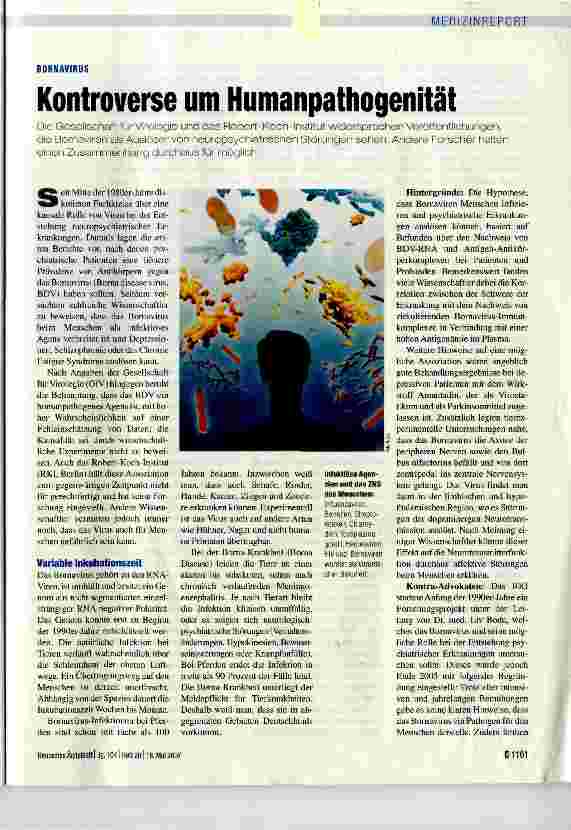 Vorschauseite 1: Kontroverse um Humanpathogenität