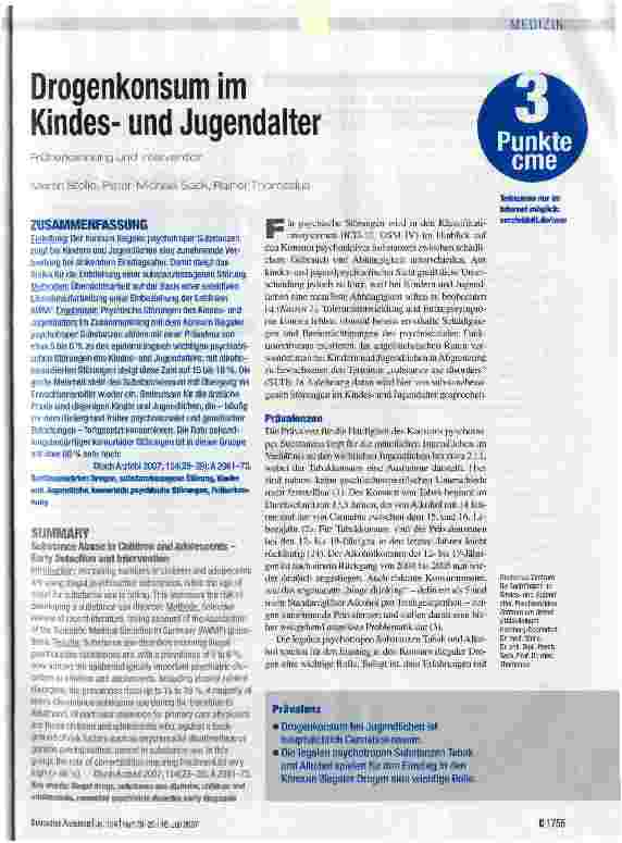 Vorschauseite 1: Drogenkonsum im Kindesund Jugendalter