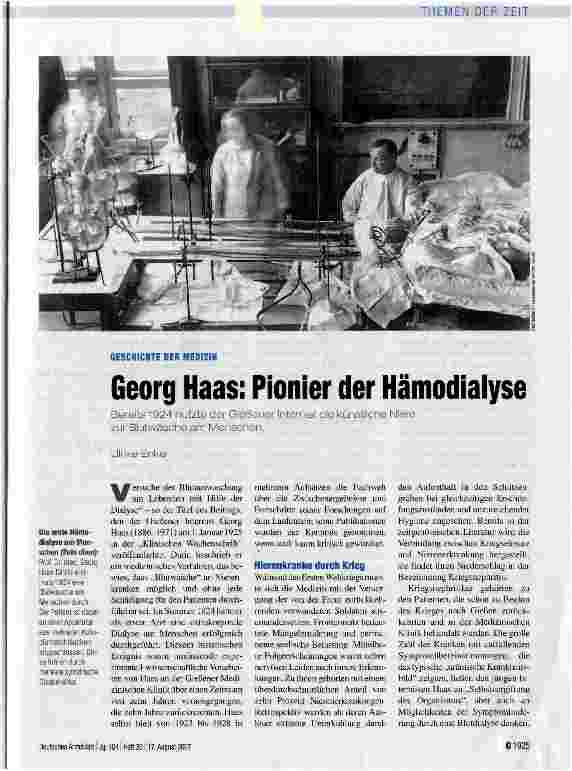 Vorschauseite 1: Georg Haas: Pionier der Hämodialyse
