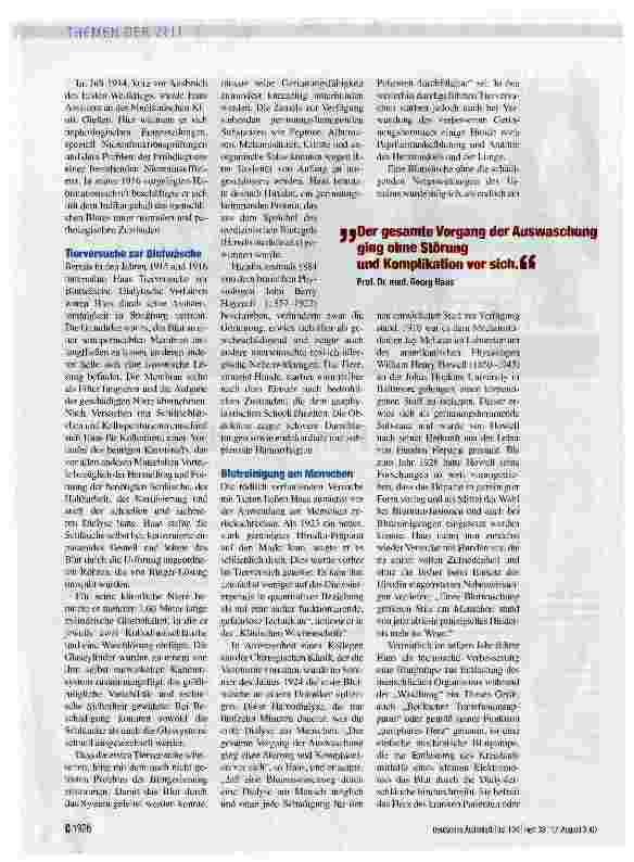 Vorschauseite 2: Georg Haas: Pionier der Hämodialyse