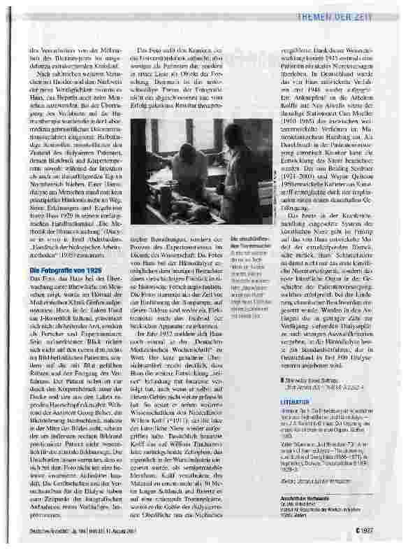 Vorschauseite 3: Georg Haas: Pionier der Hämodialyse