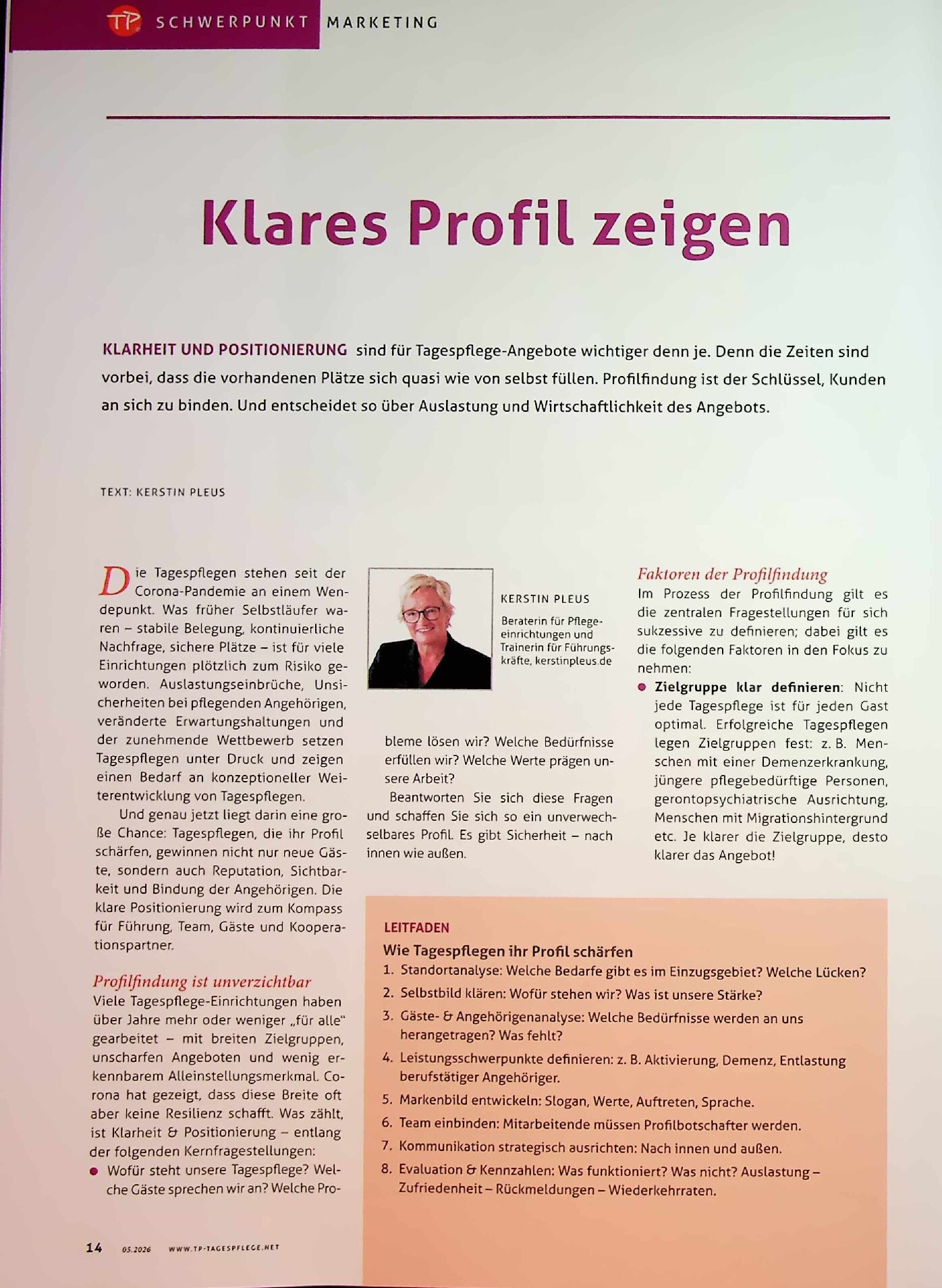 Vorschauseite 1: Klares Profil zeigen