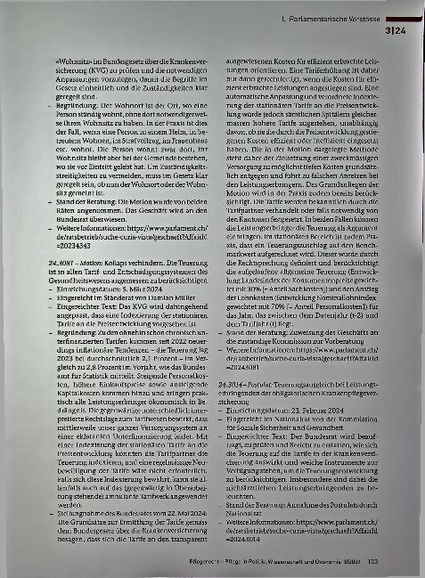 Vorschauseite 2: Gesetzgebung Parlamentarische Vorstöße