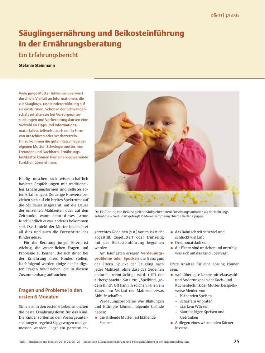 Vorschauseite 1: Säuglingsernährung und Beikosteinführung in der Ernährungsberatung