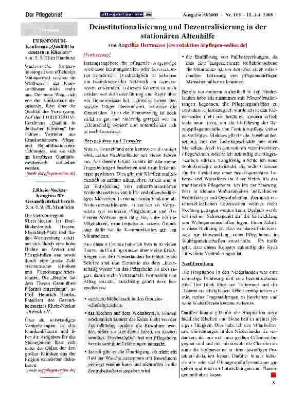 Vorschauseite 6: Deinstitutionalisierung und Dezentralisierung in der stationären Altenhilfe