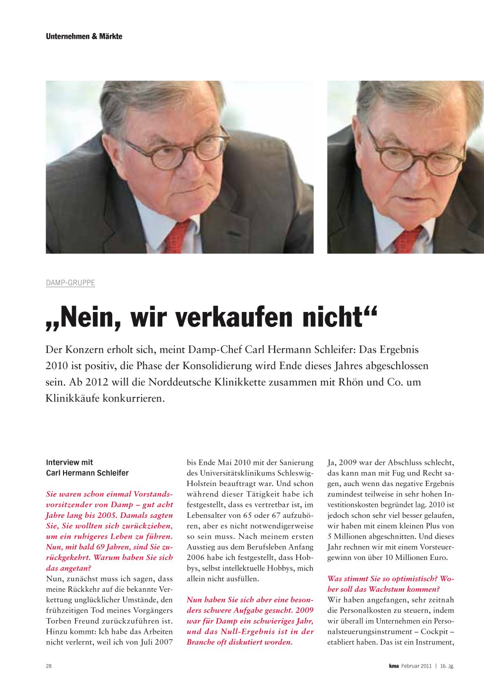 Vorschauseite 1: „Nein, wir verkaufen nicht”