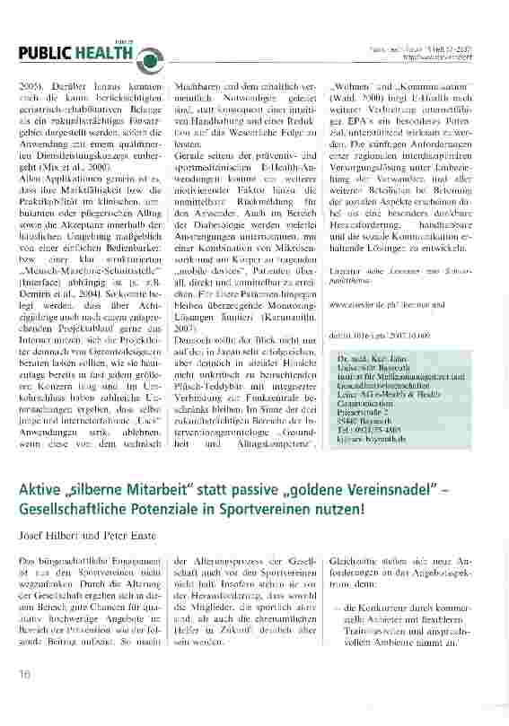 Vorschauseite 2: Von Telemedizin zu E-Health aus geriatrischer Sicht