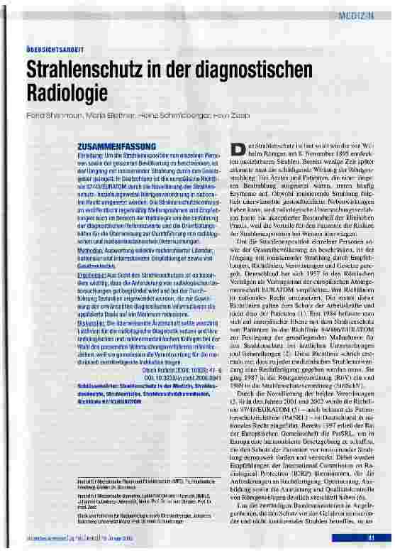 Vorschauseite 1: Strahlenschutz in der diagnostischen Radiologie