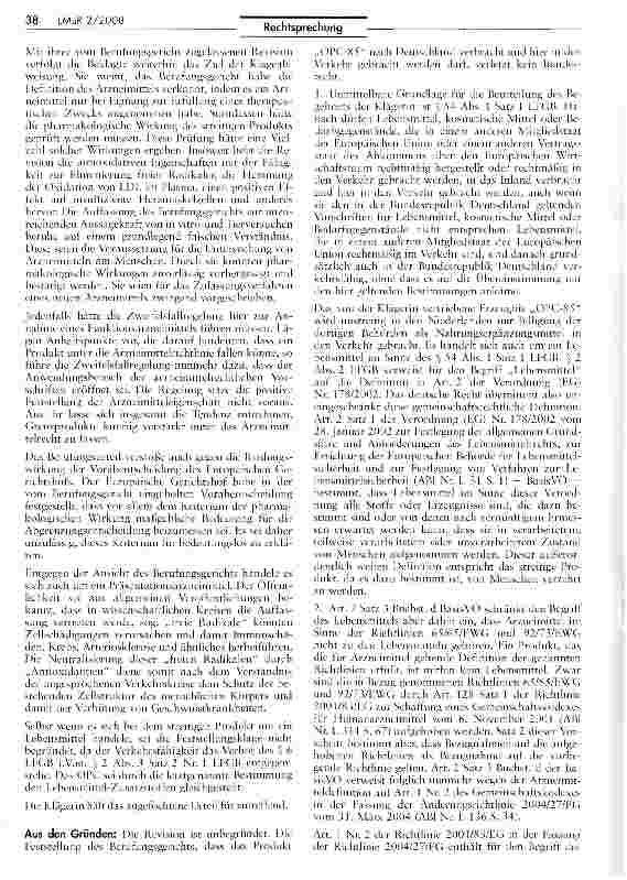 Vorschauseite 3: Abgrenzung Arzneimittel/Lebensmittel (OPC)